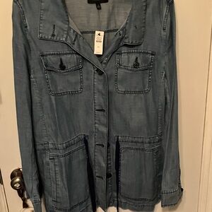 Talbots Light Blue Denim-Style Utility Jacket